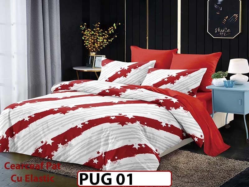 Lenjerie din finet 6 piese si cearceaf cu elastic - PUG 01 — reducere 30% de la 199 lei la 139 lei