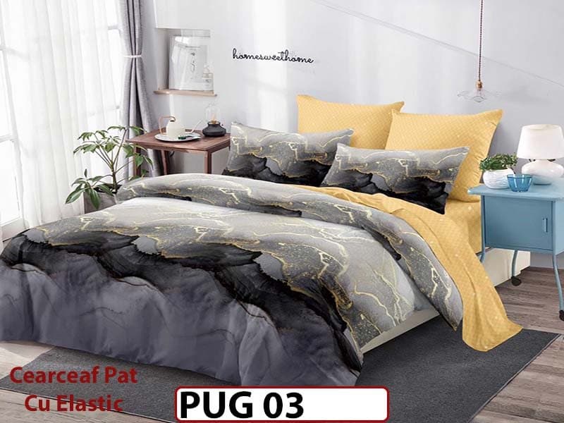 Lenjerie din finet 6 piese si cearceaf cu elastic - PUG 03 — reducere 30% de la 199 lei la 139 lei