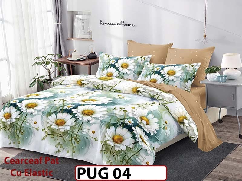 Lenjerie din finet 6 piese si cearceaf cu elastic - PUG 04 — reducere 30% de la 199 lei la 139 lei