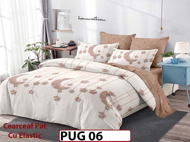 Lenjerie din finet 6 piese si cearceaf cu elastic - PUG 06 — reducere 30% de la 199 lei la 139 lei