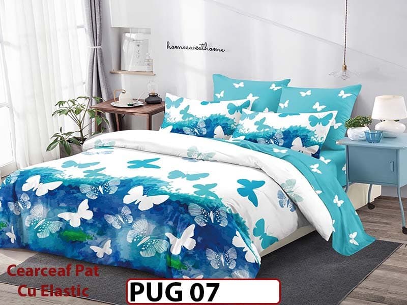 Lenjerie din finet 6 piese si cearceaf cu elastic - PUG 07 — reducere 30% de la 199 lei la 139 lei