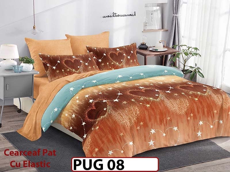 Lenjerie din finet 6 piese si cearceaf cu elastic - PUG 08 — reducere 30% de la 199 lei la 139 lei