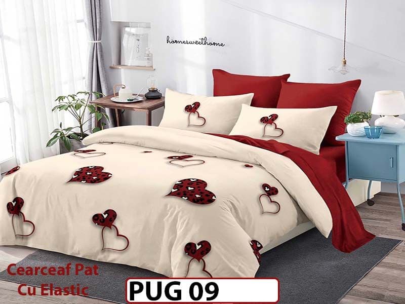 Lenjerie din finet 6 piese si cearceaf cu elastic - PUG 09 — reducere 30% de la 199 lei la 139 lei