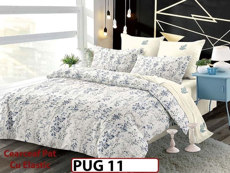 Lenjerie din finet 6 piese si cearceaf cu elastic - PUG 11 — reducere 30% de la 199 lei la 139 lei