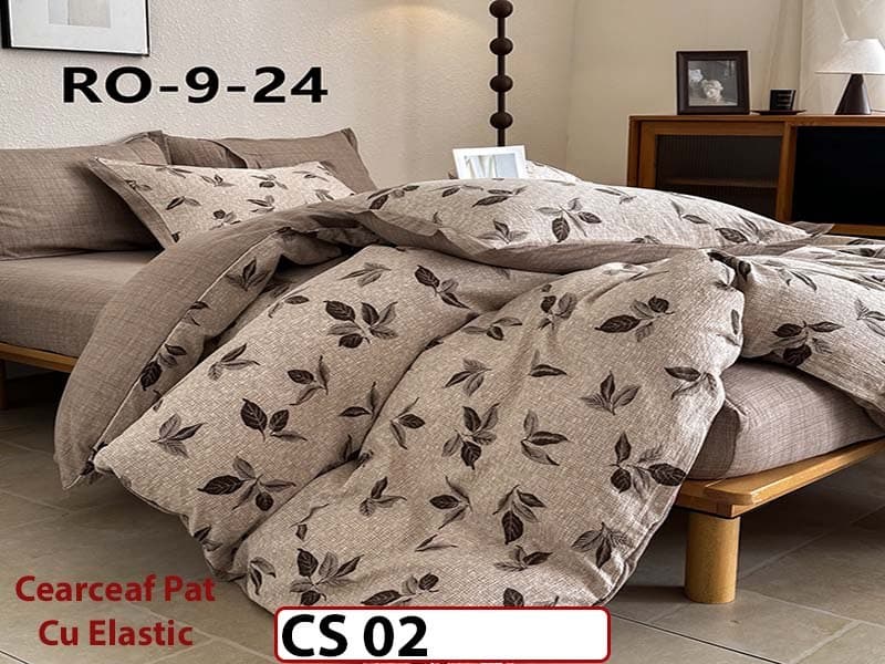 Lenjerie de pat dublă 4 piese, cu imprimeu modern, material fin și răcoros CS 02 — reducere 42% de la 289 lei la 169 lei
