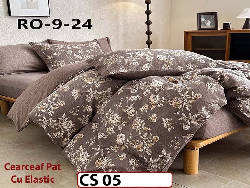 Lenjerie de pat dublă 4 piese, cu imprimeu modern, material fin și răcoros CS 05 — reducere 42% de la 289 lei la 169 lei