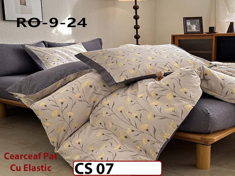 Lenjerie de pat dublă 4 piese, cu imprimeu modern, material fin și răcoros CS 07 — reducere 42% de la 289 lei la 169 lei