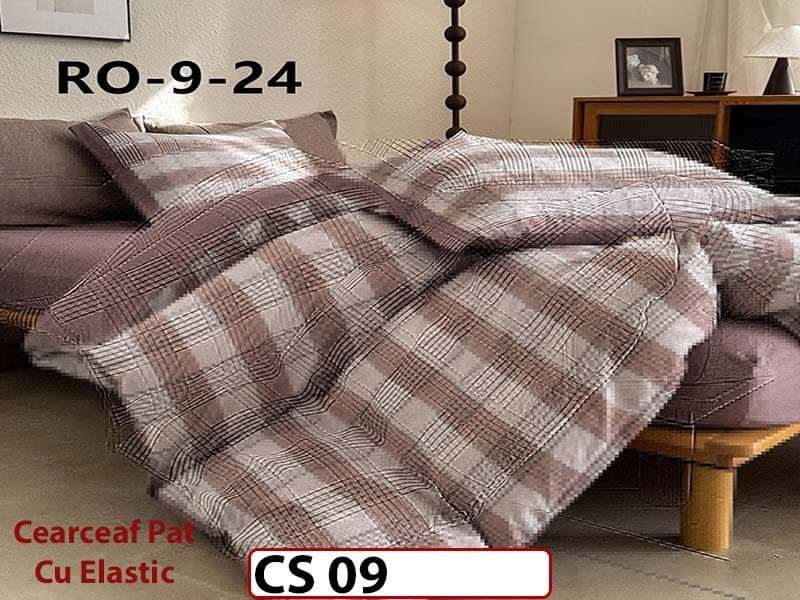 Lenjerie de pat dublă 4 piese, cu imprimeu modern, material fin și răcoros CS 09 — reducere 42% de la 289 lei la 169 lei