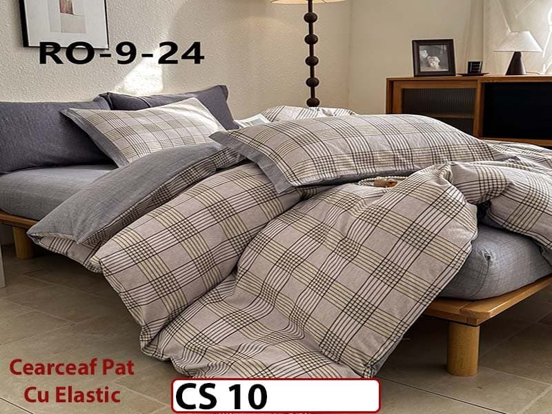 Lenjerie de pat dublă 4 piese, cu imprimeu modern, material fin și răcoros CS 10 — reducere 42% de la 289 lei la 169 lei