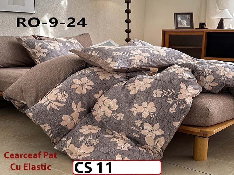 Lenjerie de pat dublă 4 piese, cu imprimeu modern, material fin și răcoros CS 11 — reducere 42% de la 289 lei la 169 lei
