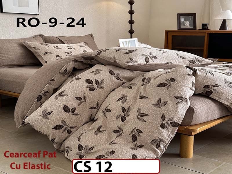 Lenjerie de pat dublă 4 piese, cu imprimeu modern, material fin și răcoros CS 12 — reducere 42% de la 289 lei la 169 lei