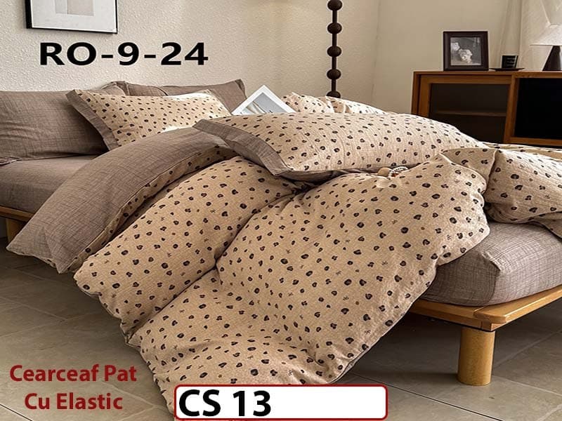 Lenjerie de pat dublă 4 piese, cu imprimeu modern, material fin și răcoros CS 13 — reducere 42% de la 289 lei la 169 lei