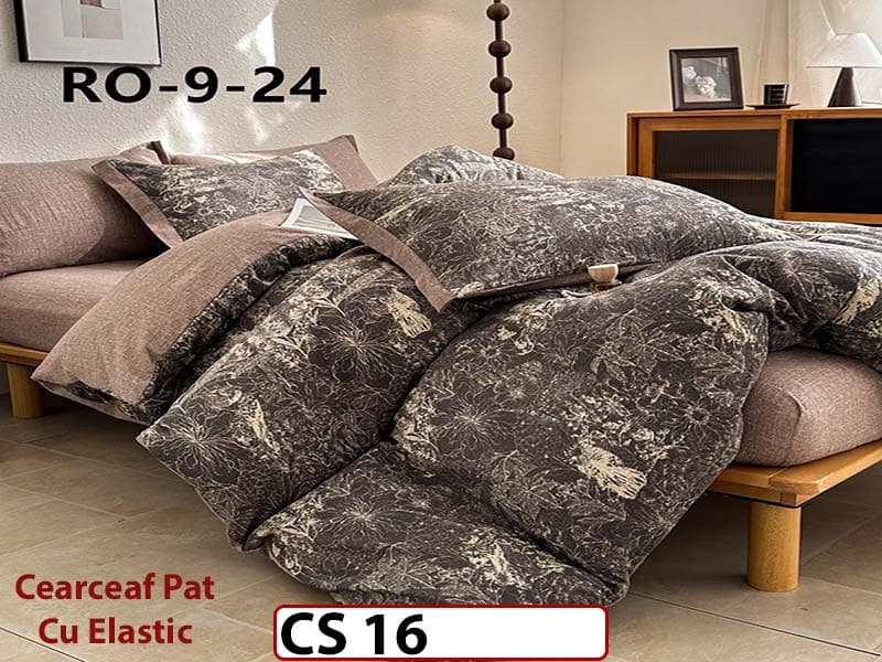 Lenjerie de pat dublă 4 piese, cu imprimeu modern, material fin și răcoros CS 16 — reducere 42% de la 289 lei la 169 lei
