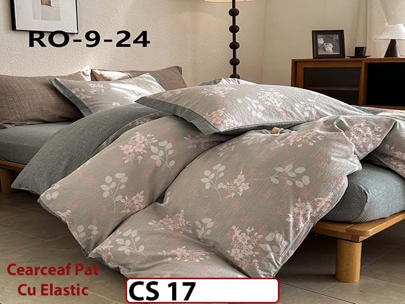 Lenjerie de pat dublă 4 piese, cu imprimeu modern, material fin și răcoros CS 17 — reducere 42% de la 289 lei la 169 lei