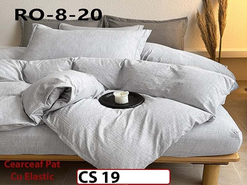 Lenjerie de pat dublă 4 piese, cu imprimeu modern, material fin și răcoros CS 19 — reducere 42% de la 289 lei la 169 lei