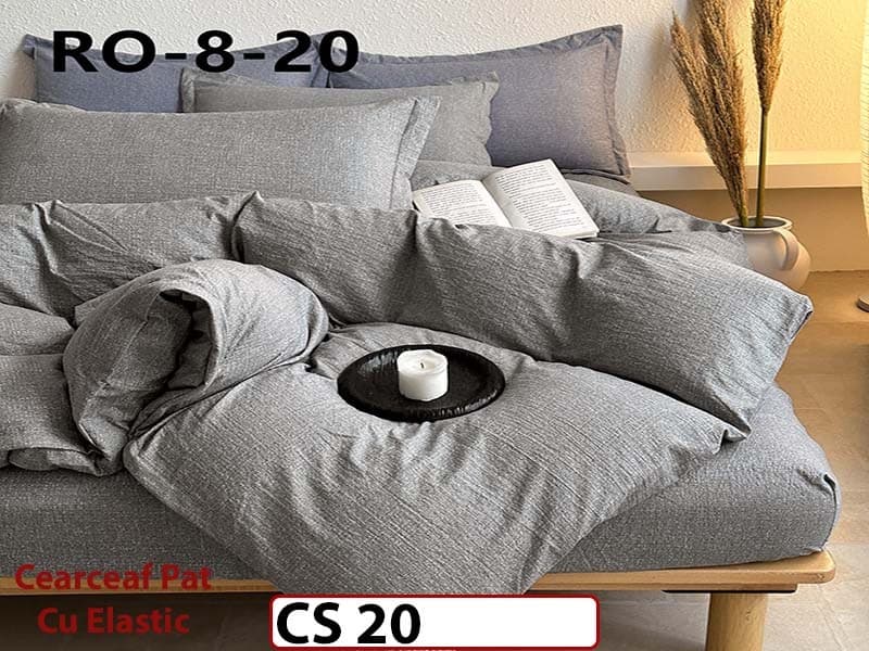 Lenjerie de pat dublă 4 piese, cu imprimeu modern, material fin și răcoros CS 20 — reducere 42% de la 289 lei la 169 lei