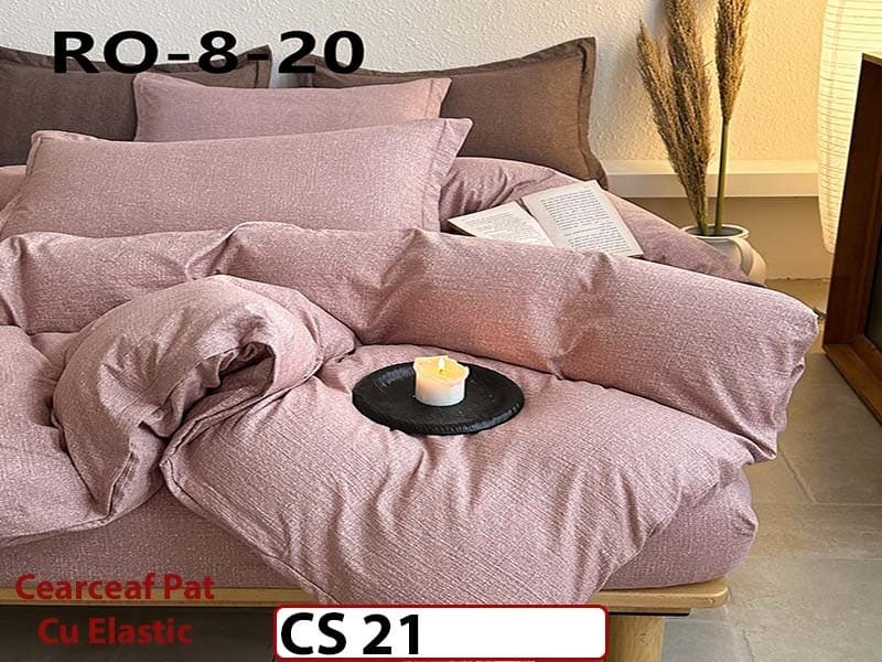 Lenjerie de pat dublă 4 piese, cu imprimeu modern, material fin și răcoros CS 21 — reducere 42% de la 289 lei la 169 lei