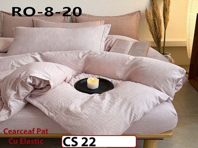 Lenjerie de pat dublă 4 piese, cu imprimeu modern, material fin și răcoros CS 22 — reducere 42% de la 289 lei la 169 lei