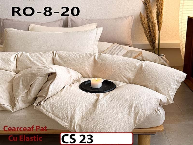 Lenjerie de pat dublă 4 piese, cu imprimeu modern, material fin și răcoros CS 23 — reducere 42% de la 289 lei la 169 lei