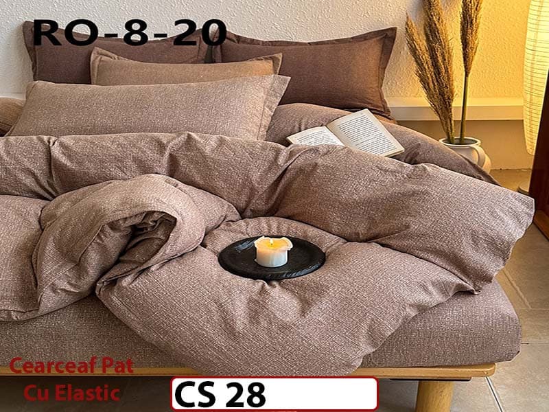 Lenjerie de pat dublă 4 piese, cu imprimeu modern, material fin și răcoros CS 28 — reducere 42% de la 289 lei la 169 lei