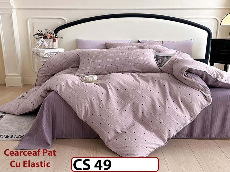 Lenjerie de pat dublă 4 piese, cu imprimeu modern, material fin și răcoros CS 49 — reducere 42% de la 289 lei la 169 lei