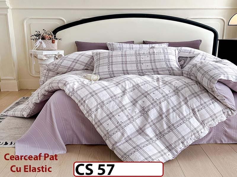 Lenjerie de pat dublă 4 piese, cu imprimeu modern, material fin și răcoros CS 57 — reducere 42% de la 289 lei la 169 lei