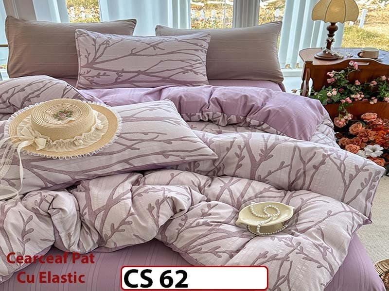 Lenjerie de pat dublă 4 piese, cu imprimeu modern, material fin și răcoros CS 62 — reducere 42% de la 289 lei la 169 lei