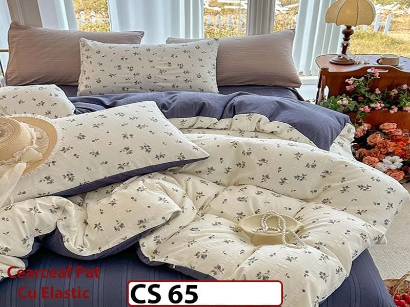 Lenjerie de pat dublă 4 piese, cu imprimeu modern, material fin și răcoros CS 65 — reducere 42% de la 289 lei la 169 lei