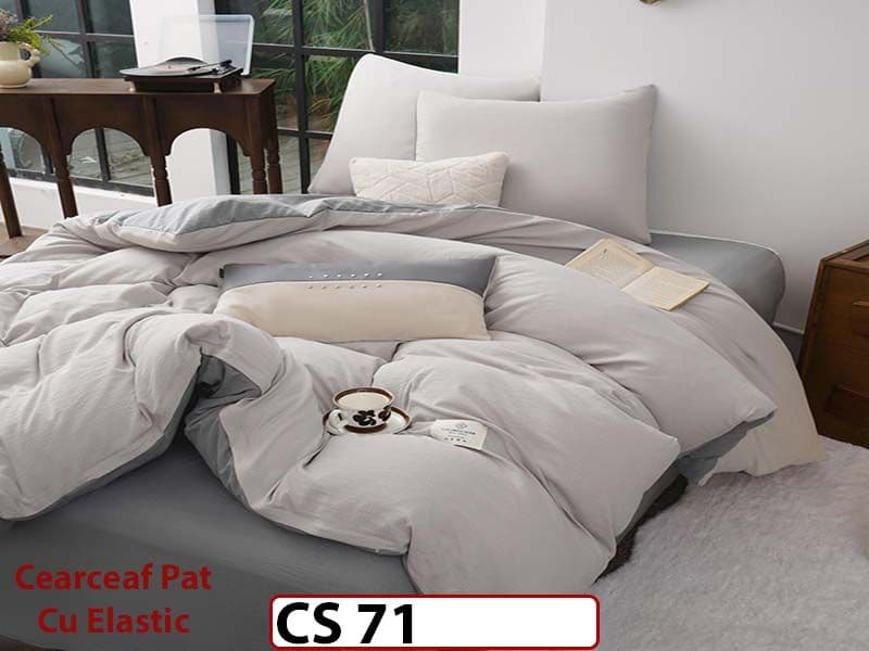 Lenjerie de pat dublă 4 piese, cu imprimeu modern, material fin și răcoros CS 71 — reducere 42% de la 289 lei la 169 lei