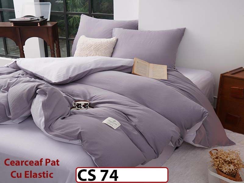 Lenjerie de pat dublă 4 piese, cu imprimeu modern, material fin și răcoros CS 74 — reducere 42% de la 289 lei la 169 lei