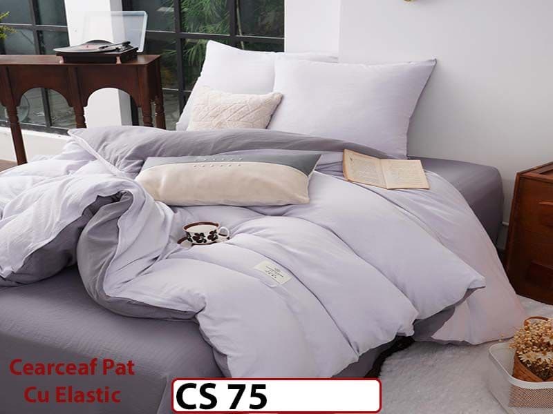 Lenjerie de pat dublă 4 piese, cu imprimeu modern, material fin și răcoros CS 75 — reducere 42% de la 289 lei la 169 lei
