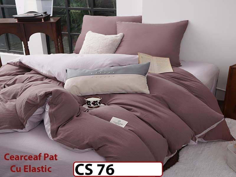 Lenjerie de pat dublă 4 piese, cu imprimeu modern, material fin și răcoros CS 76 — reducere 42% de la 289 lei la 169 lei