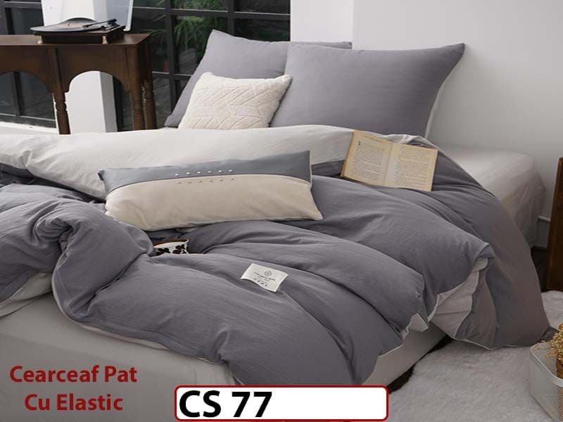 Lenjerie de pat dublă 4 piese, cu imprimeu modern, material fin și răcoros CS 77 — reducere 42% de la 289 lei la 169 lei