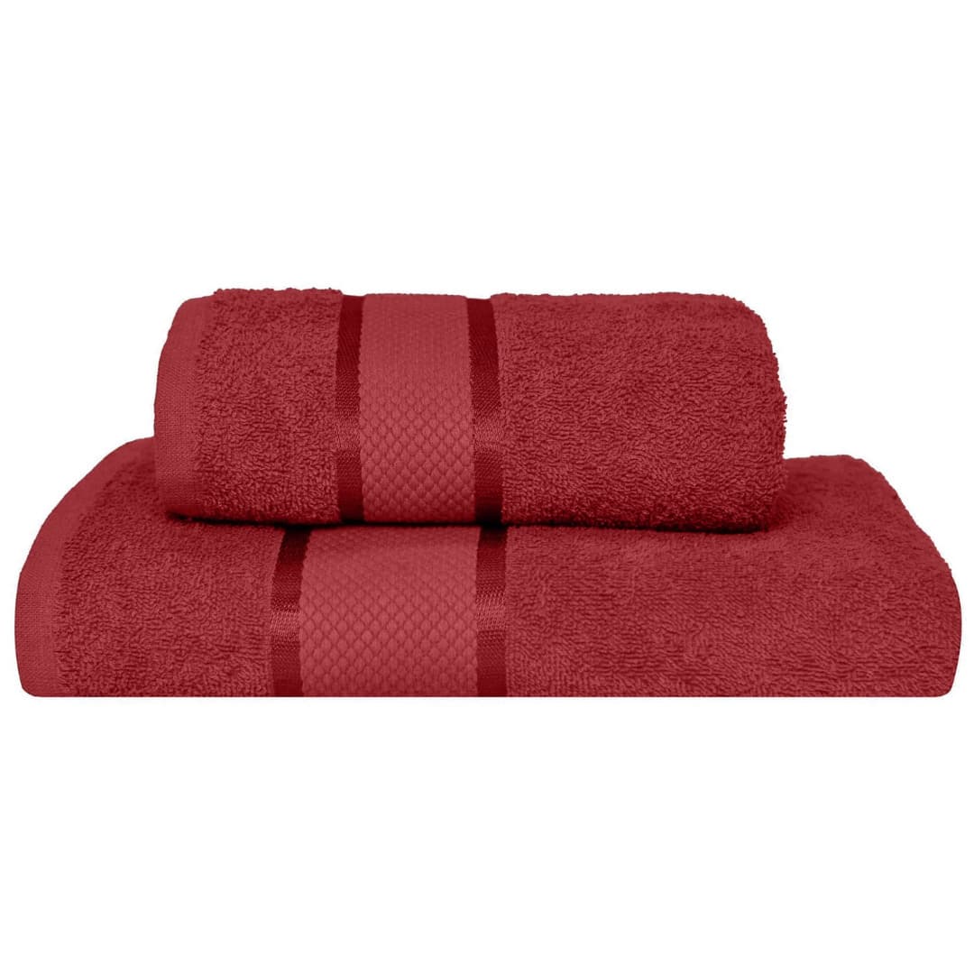 Set 2 Prosoape Baie, Bumbac 100%, 400g/m², Linii,Grena — reducere 51% de la 99 lei la 49 lei