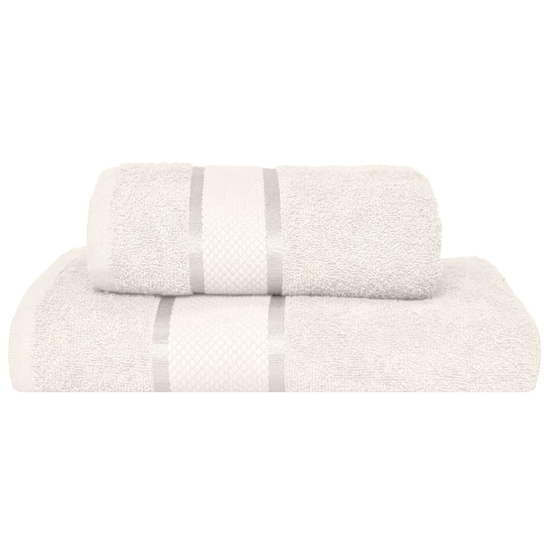 Set 2 Prosoape 50x90 cm, Greek, Bumbac 100%, 400g/m², Linii, Alb — reducere 51% de la 99 lei la 49 lei