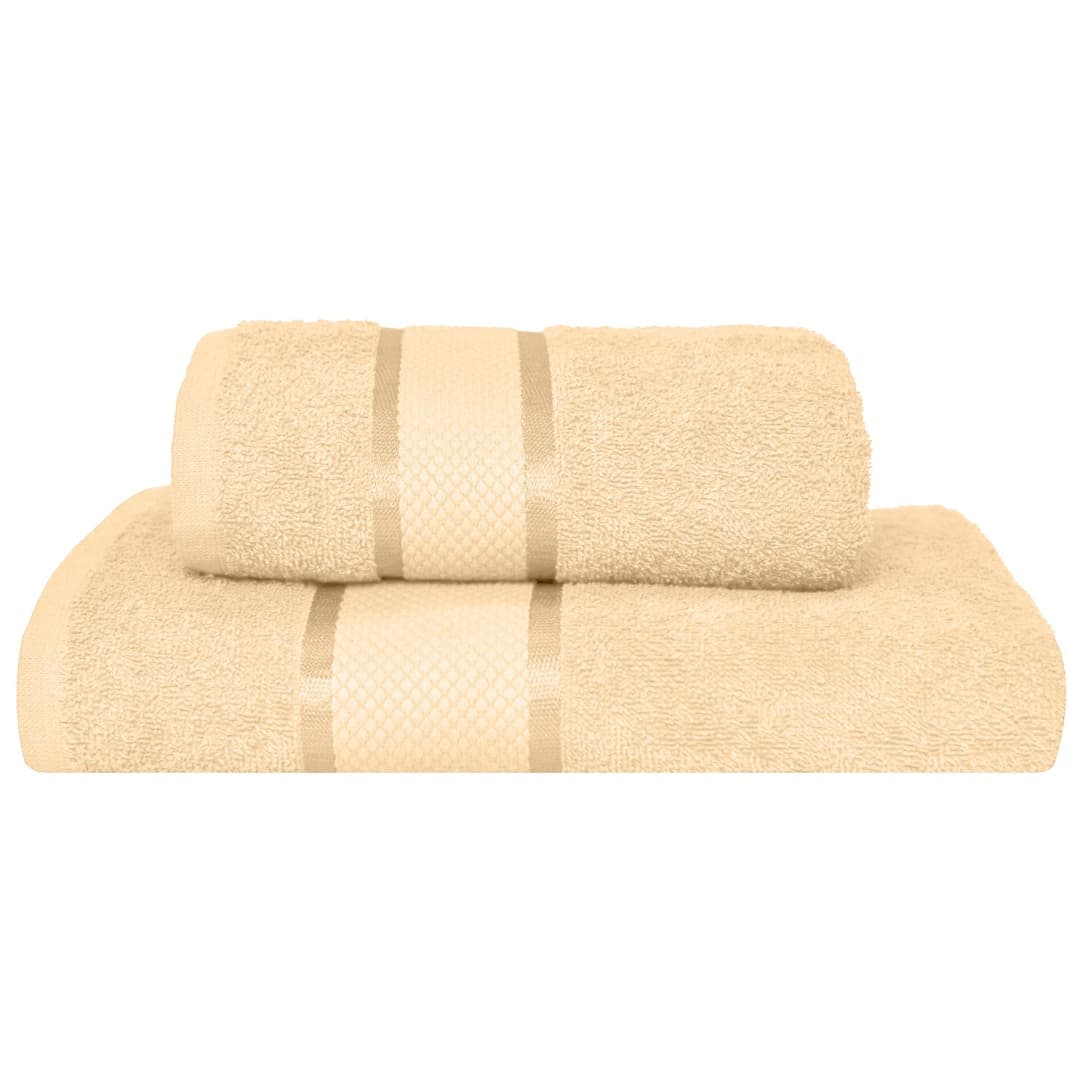 Set 2 Prosoape Baie, Bumbac 100%, 400g/m², Linii, Crem — reducere 51% de la 99 lei la 49 lei