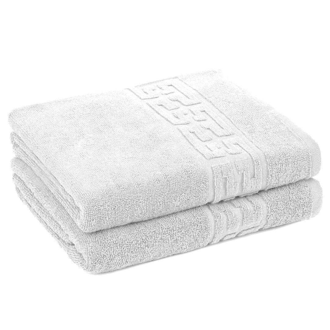 Set 2 Prosoape 50x90 cm, Greek, Bumbac 100%, 550g/m², Alb — reducere 51% de la 99 lei la 49 lei