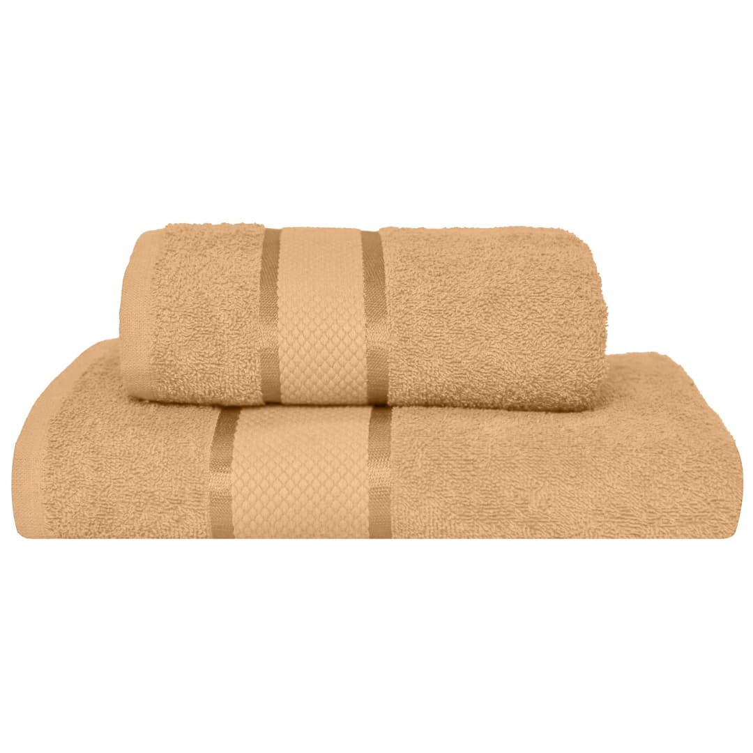 Set 2 Prosoape Baie, Bumbac 100%, 400g/m², Linii, Bej — reducere 51% de la 99 lei la 49 lei