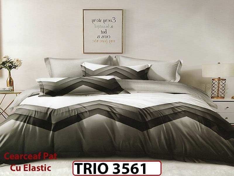 Lenjerie din FINET cu 6 piese cu cearceaf elastic - TRIO3561 — reducere 63% de la 319 lei la 119 lei