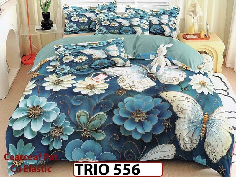 Lenjerie din FINET cu 6 piese cu cearceaf elastic - TRIO556 — reducere 63% de la 319 lei la 119 lei
