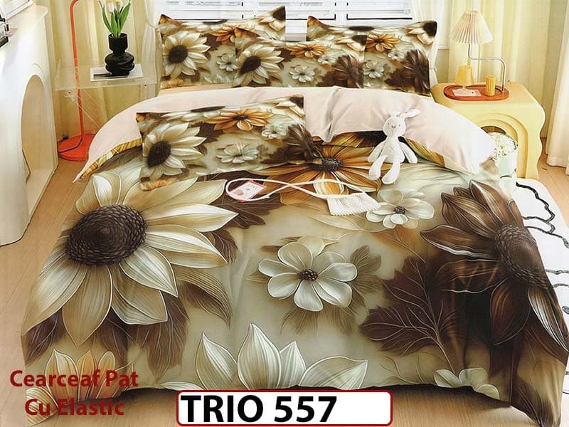 Lenjerie din FINET cu 6 piese cu cearceaf elastic - TRIO557 — reducere 63% de la 319 lei la 119 lei