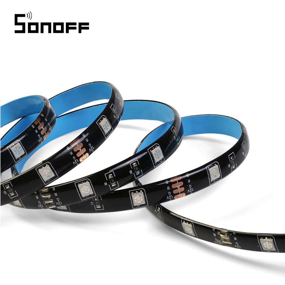 Kit Banda LED RGB Inteligenta Sonoff L1, Lungime 2M + Extensie 2M (Total 4M), Telecomanda inclusa, Control aplicatie — reducere 40% de la 209 lei la 126,05 lei