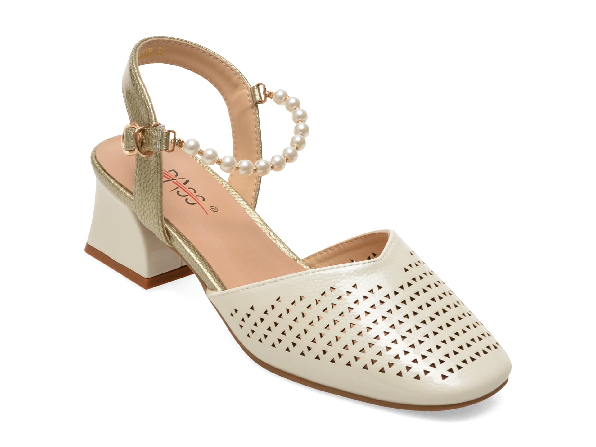 Pantofi PASS COLLECTION albi, BY60002, din piele naturala lacuita — reducere 20% de la 199 lei la 159 lei