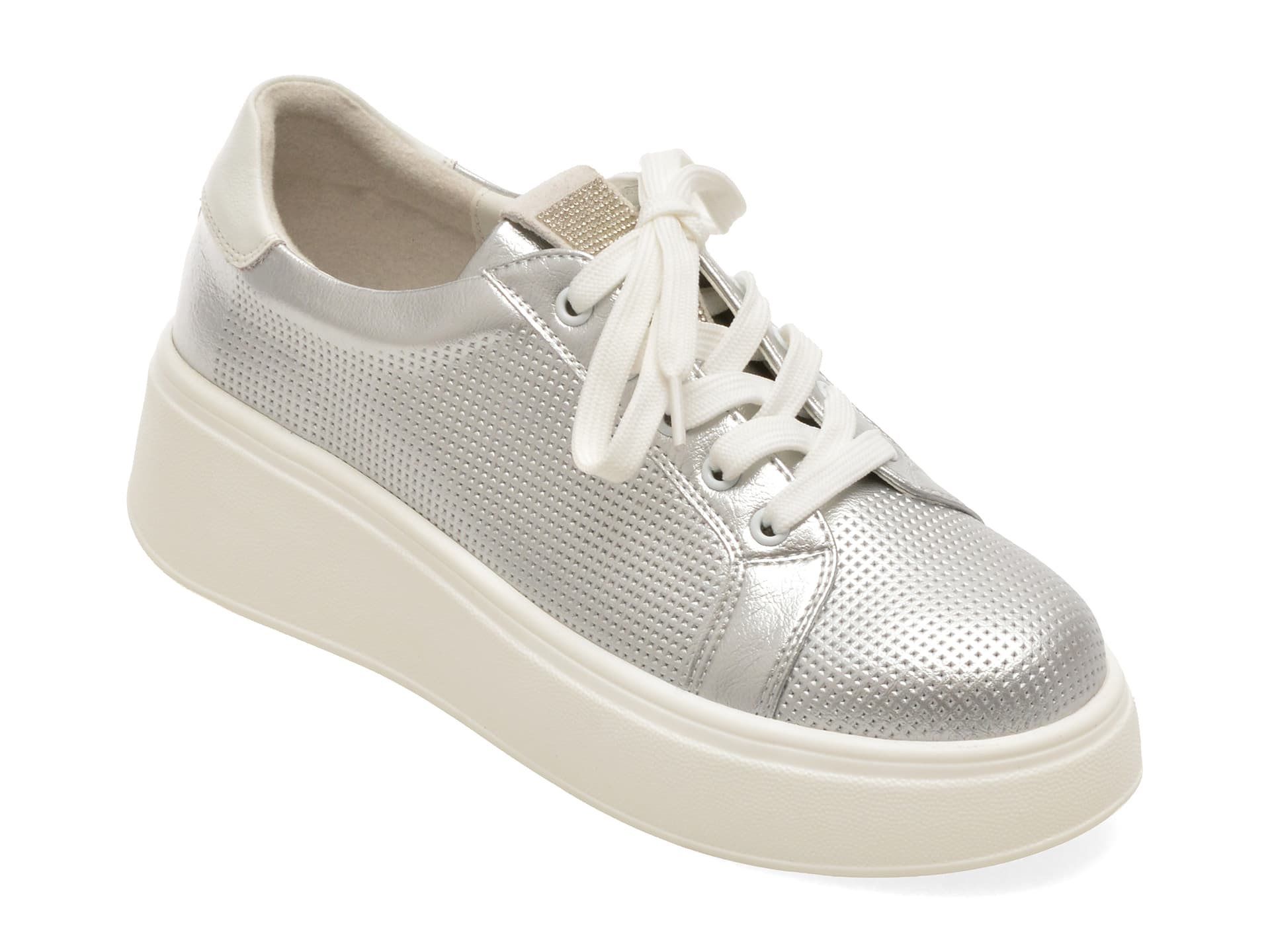 Pantofi sport PASS COLLECTION argintii, W160011, din piele naturala — reducere 20% de la 219 lei la 175 lei