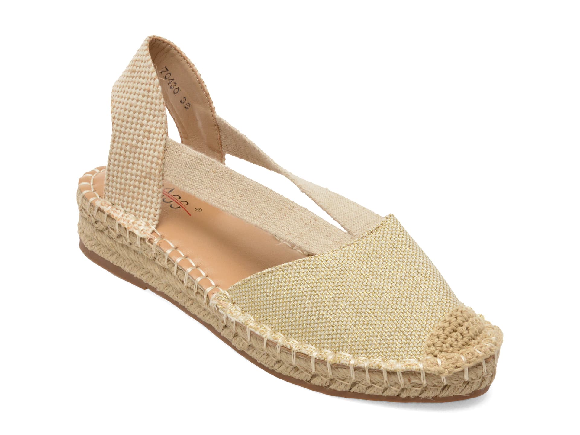 Pantofi PASS COLLECTION aurii, 70430, din material textil — reducere 29% de la 179 lei la 127 lei