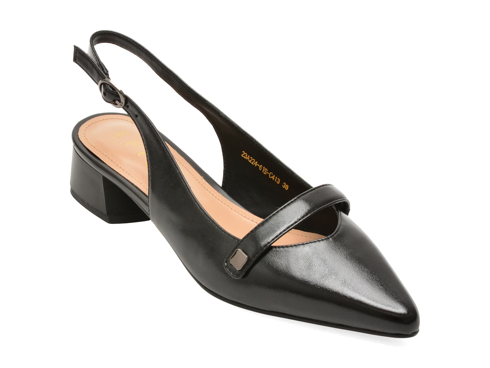 Pantofi eleganti EPICA negri, 22461S, din piele naturala — reducere 25% de la 299 lei la 224 lei