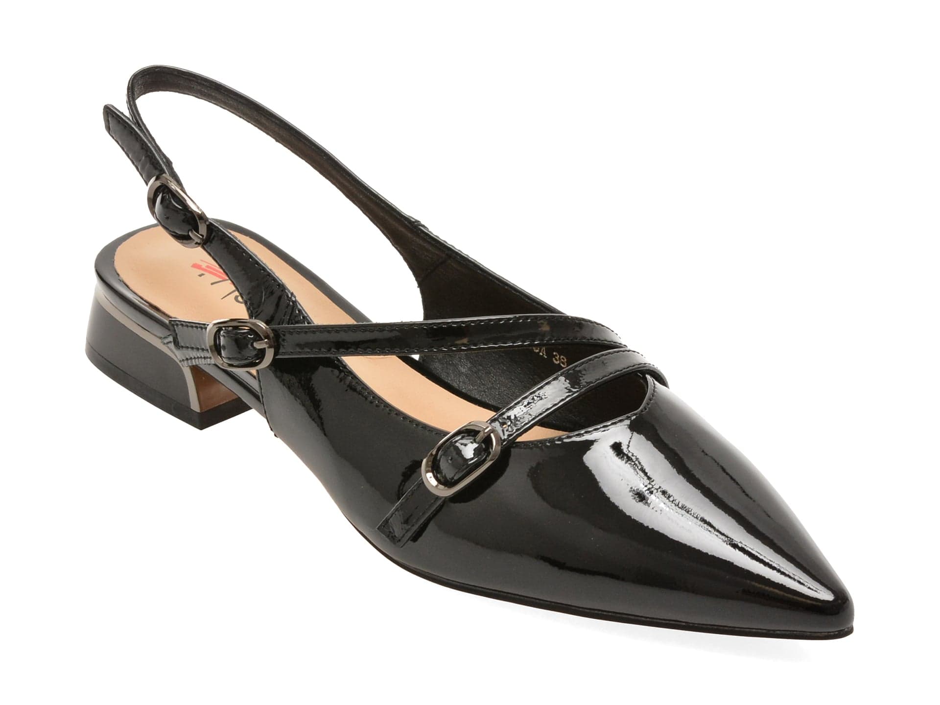 Pantofi eleganti PASS COLLECTION negri, DL60009, din piele naturala lacuita — reducere 20% de la 199 lei la 159 lei