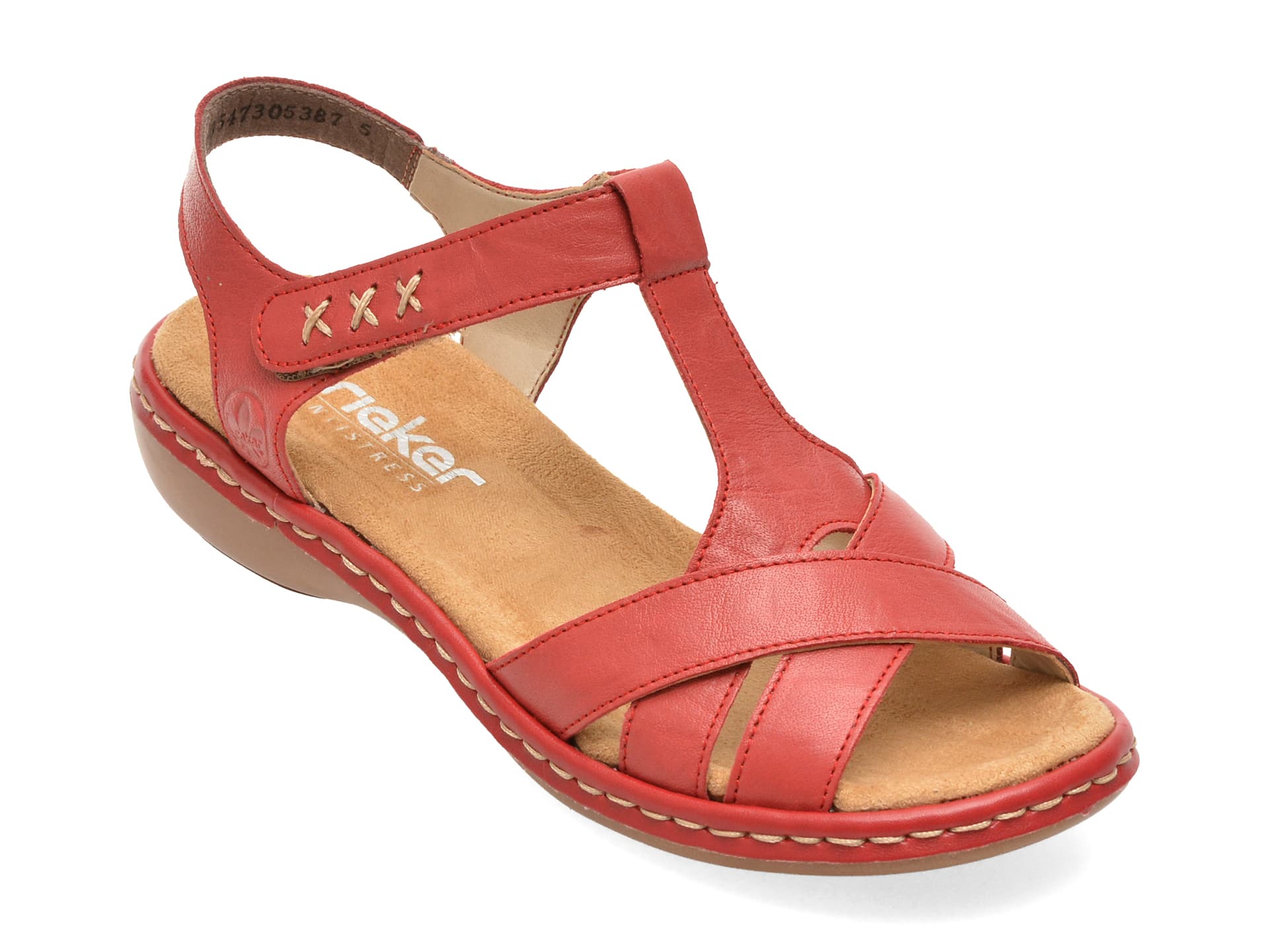 Sandale RIEKER rosii, 65919, din piele naturala — reducere 10% de la 339 lei la 305 lei