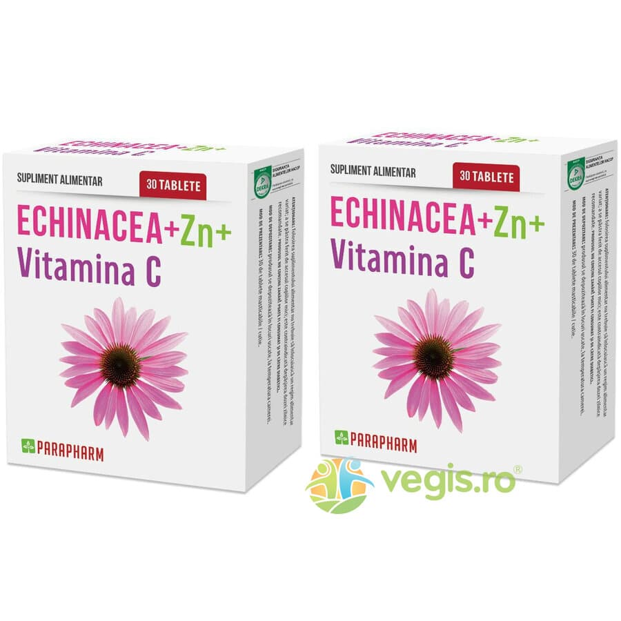 Pachet Echinacea + Zinc + Vitamina C 30cps+30cps — reducere 50% de la 67,8 lei la 33,9 lei