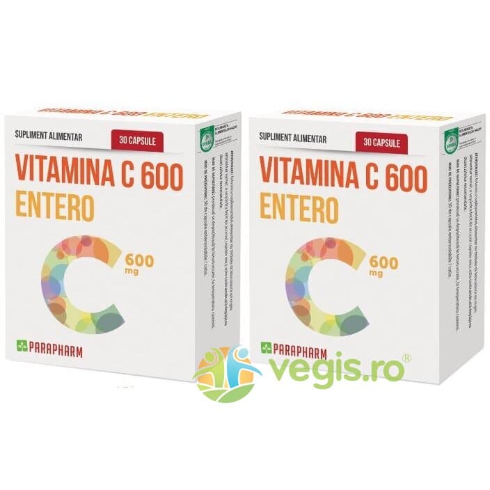 Pachet Vitamina C 600mg Entero 30cps+30cps — reducere 50% de la 65 lei la 32,5 lei
